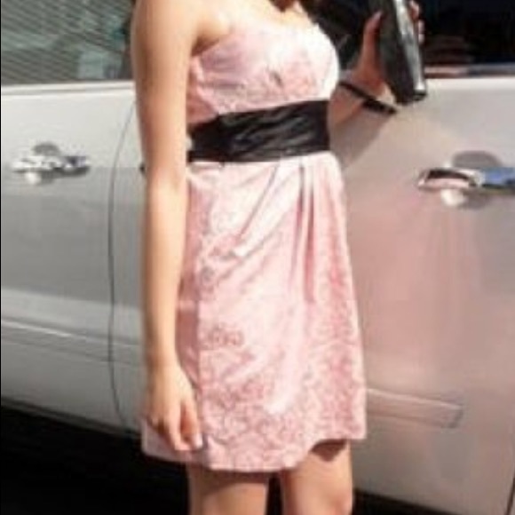 Fancy Pink and Black Strapless Dress with pockets - Picture 7 of 7